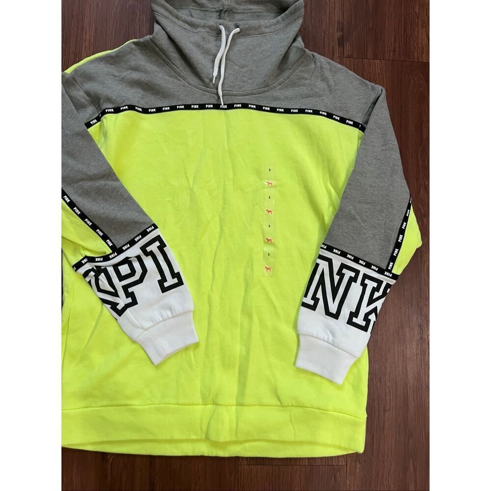 VS PINK COWL NECK NEON HOODIE NEW S